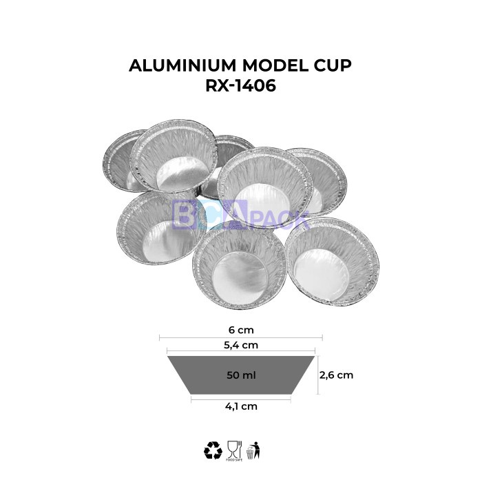 Aluminium Model Cup Rx-1406- Wadah Aluminum Foil Cup Rx 1406