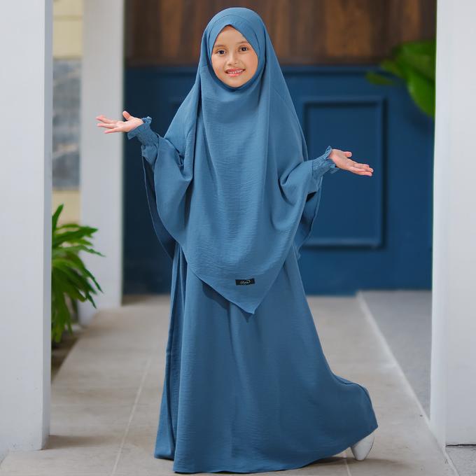 French Khimar Nayla Set Gamis Syar'i Anak Perempuan M L XL XXL Terbaru