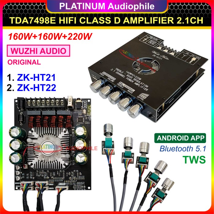 TERLARIS TDA7498 Amplifier Class D Hifi 2.1 CH Bluetooth 5.0 ZK-HT21 ZK-HT22