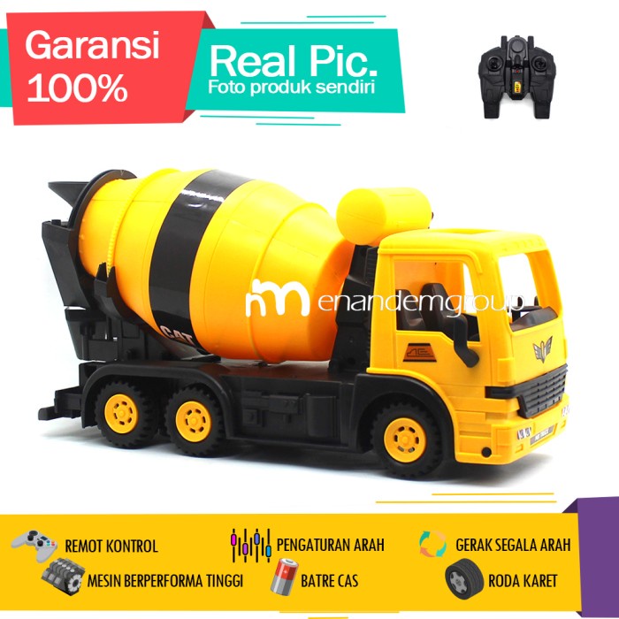 TERLARIS Mainan Mobil Remot Kontrol RC Truk Molen Semen Berputar Ukuran Besar