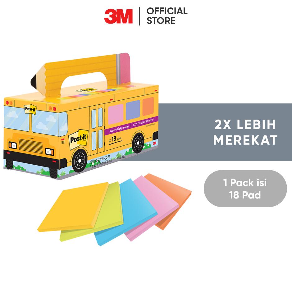 

3M Post-It Stiy Notes, 654-18Ssbus, 2X Lebih Merekat, 1 Pak/10 Pad, 76X76 Mm, Sunnyside, Acid Lime, Blue Paradise, Tropical Pink, Vital Orange., Untuk Berbagai Permukaan