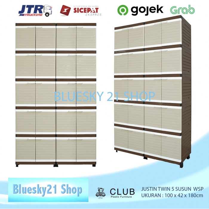 LEMARI PLASTIK RAK 5 SUSUN CLUB JUSTIN TWIN MINIMALIS SERBAGUNA MURAH