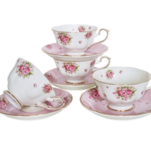 St Saint James Elysee Pink Coffee Set 8Pcs Teacup Cangkir Teh Ceramic Chaedorabel