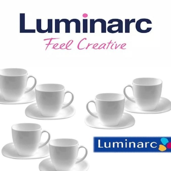 Luminarc Cup And Saucer/Cangkir Set 6 Pasang Carine White Chaedorabel