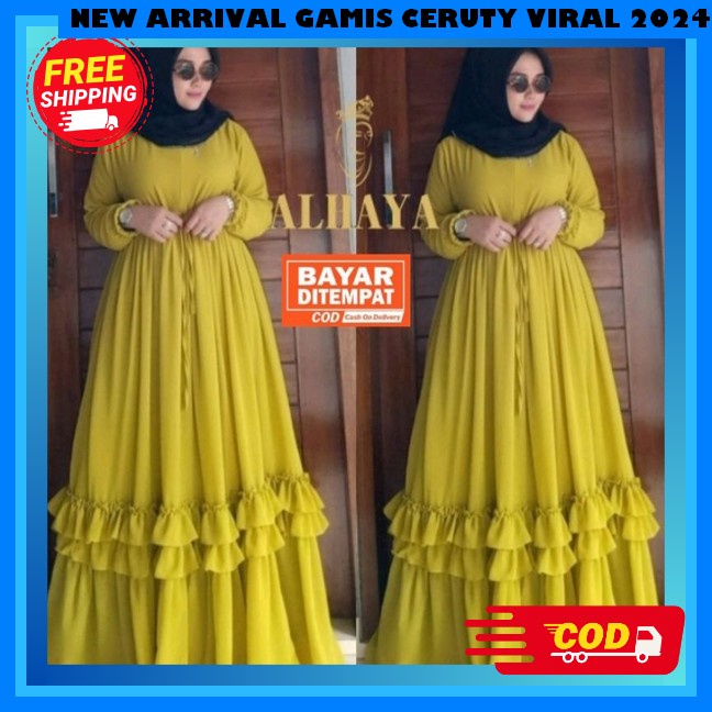 Abaya Remaja Kekinian Korean Style Abaya Ceruti Premium Gamia Syari Gais Hari Raya Ganis Gamiss Cwek