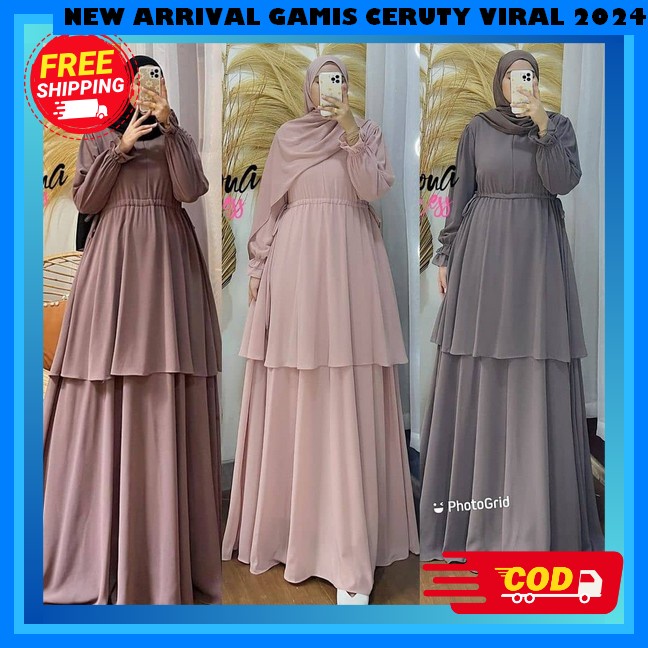 Baju Gamis Wanita Terbaru 2024 Lebaran Gamismuslim Ceruti Kekinian Ganis Khimar Wnita Dress Remaja K