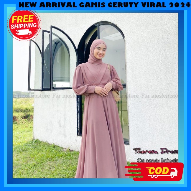 Gamis Lebaran 2024 Terbaru Remaja Baju Hari Raya Idul Fitri Gamias Ceruti Import Gamiis Putih Tterba