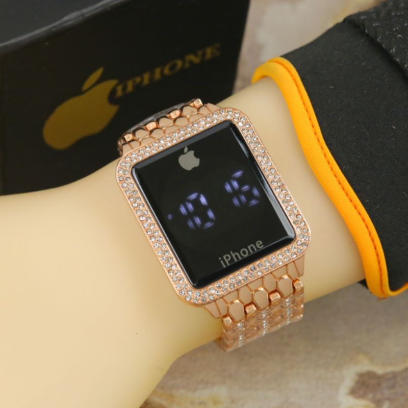 (BISA COD) JAM TANGAN WANITA IPHON3 DIAMOND RANTAI TOUCH SCREEN DIAMETER 3,7CM + BOX