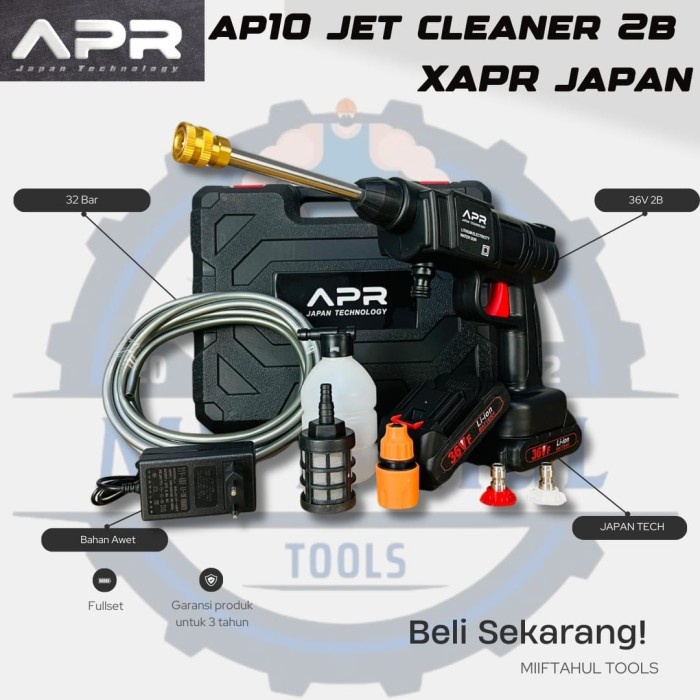 Mesin cuci motor mobil APR JAPAN A10 2BATERAI JET CLEANER cordless ste