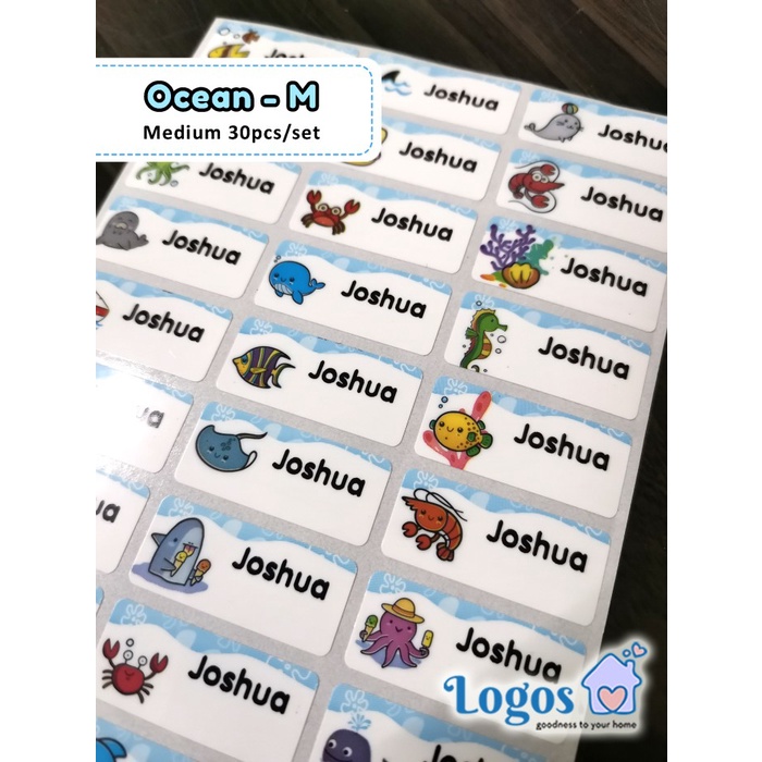 

TERLARIS Under the Sea MEDIUM. Special. Sticker label nama anak waterproof lucu