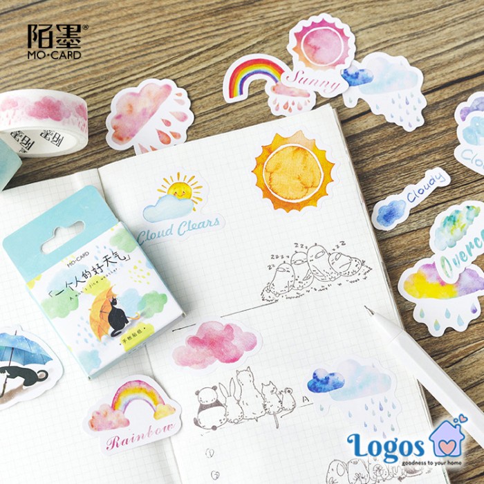 

TERLARIS Sticker Deco Weather Cuaca Awan Cloud Rain Scrapbook Bujo Jurnal Diary
