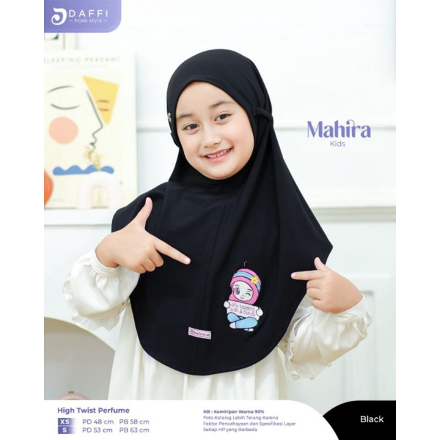 MAHIRA KIDS Daffi Hijab Size XS Jilbab Instan Anak Jersey Bordir Muslimah Lucu Bertali Tali Best Seller