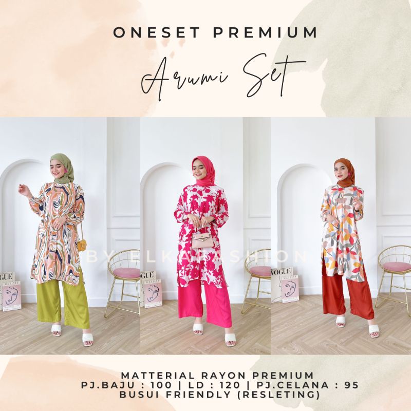 [SYAR'I TILL JANNAH] Arumi set Hd.id Ori Arumi kombinasi set Setelan Tunik Oneset Tunik Rayon
