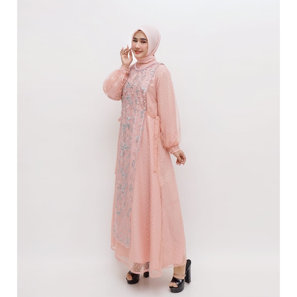 [SYAR'I TILL JANNAH] GAMIS OZIAS TILLE AZALEA 06430 I Gamis Tangan Balon I Gamis Pesta Wanita
