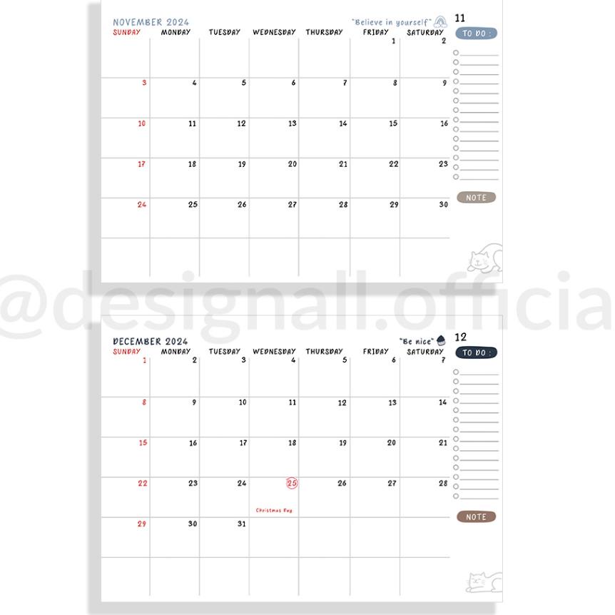 

Designall Kalender 2024 Aesthetic Meja / Kalender Duduk Spiral Lm