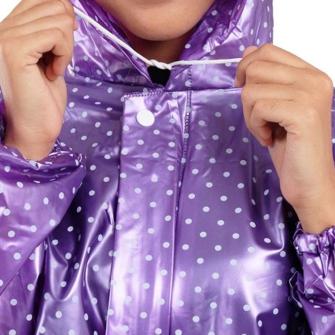 Jas Hujan Rok Polkadot 870 Plevia - Mantel Mantol Setelan Rok Onde Polkadot Wanita