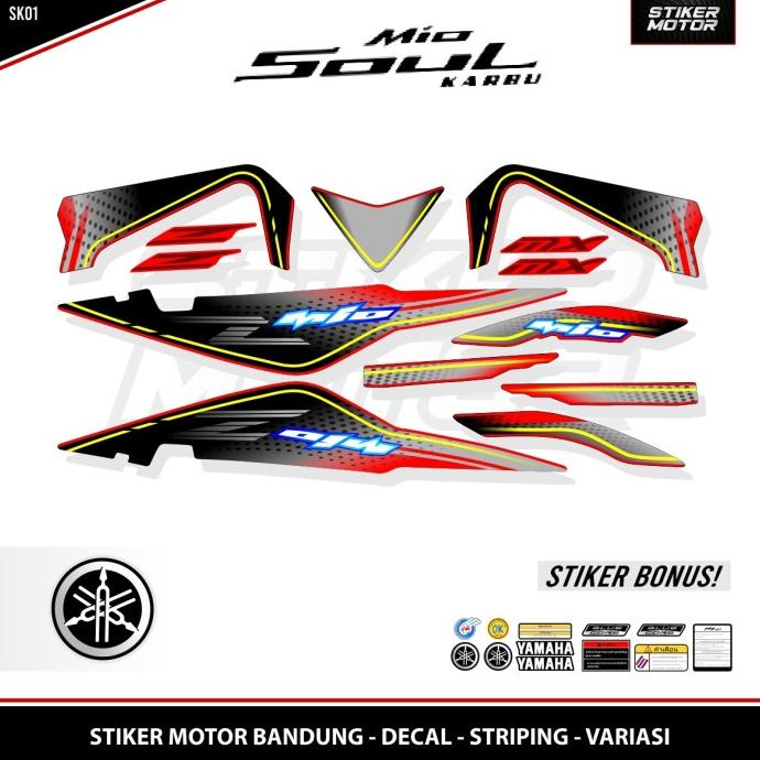 TERBATAS STRIPING MIO SOUL LAMA KARBU ORI VARIASI MX STICKER STIKER SOUL CARBU BEST QUALITY