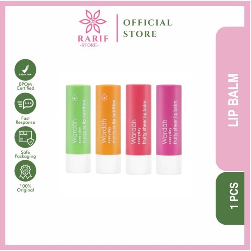 rarif_store Wardah Everyday Fruity Sheer Lip Balm | Pelembab Bibir/VItamin Bibir/Lip Gloss/Lipbalm/M