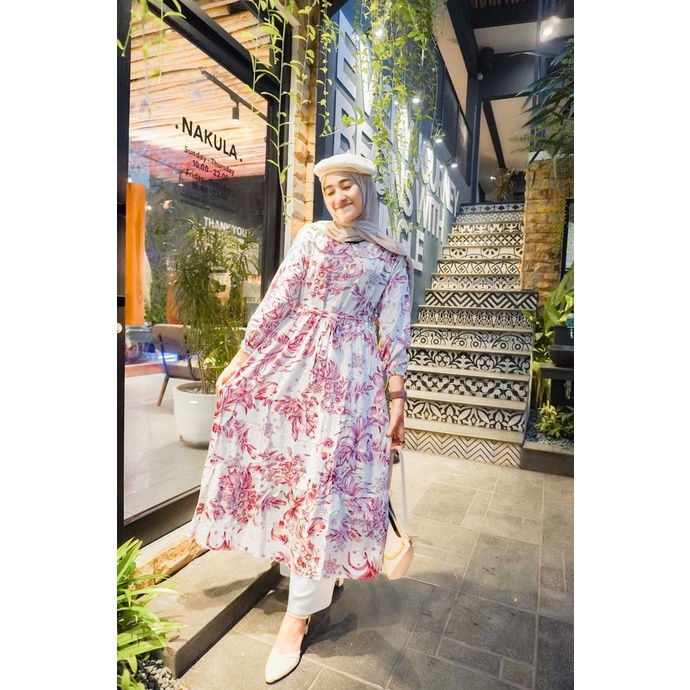 Dress Gamis Midi Rayon Viscose Premium Bestseller, Midi Flower Nhm
