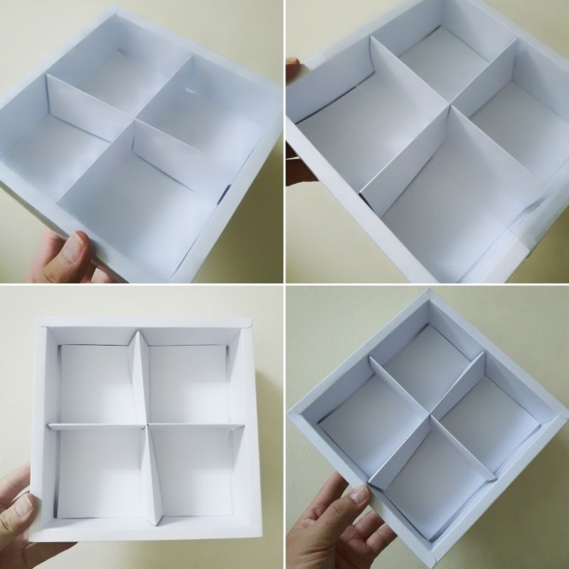 

5 pcs dus box cupcake brownies mika putih polos sekat 4 uk 17 cm