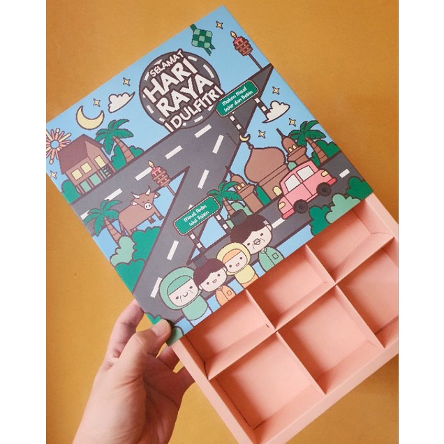

5 pcs dus box pink slop motif idul fitri pulkam sekat 9 uk 7.3 cm