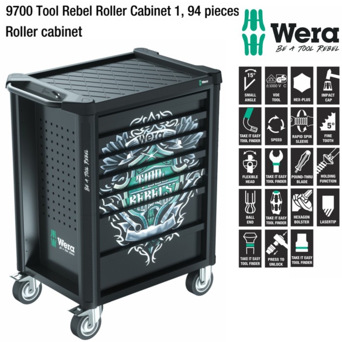 Trolley Wera 05150130001 Wera Tool Trolley Tool Rebel Roller Cabinet 1