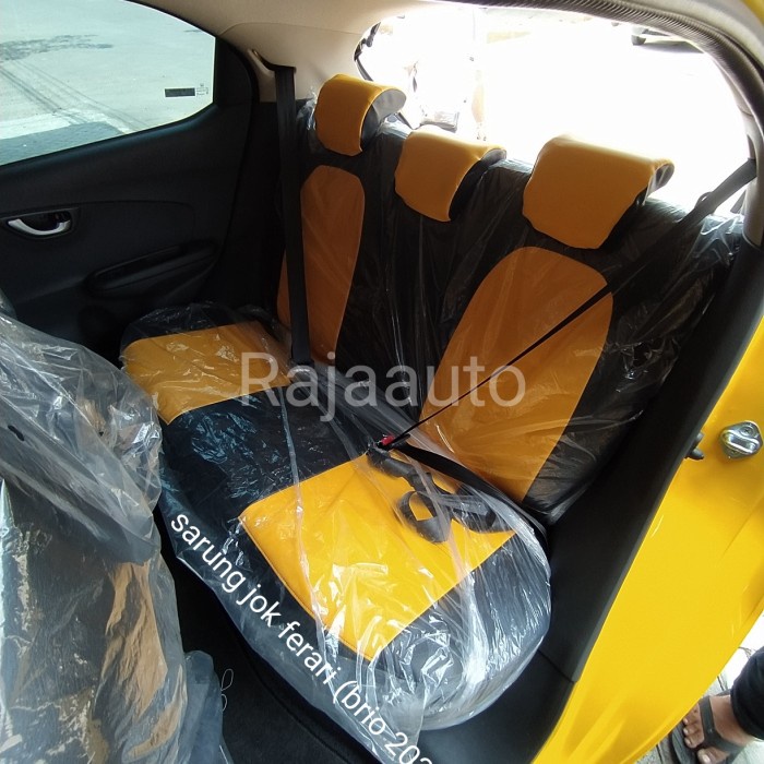 sarung jok mobil bahan ferari 2 baris. (brio satya 2020) kuning