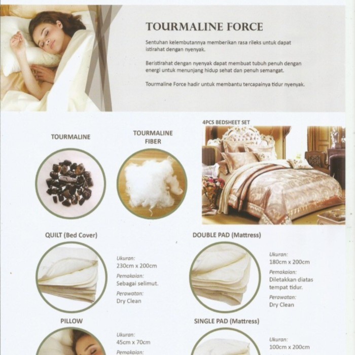 [New Ori] Tourmaline Bed Set 1 Bantal Bedcover  Matras Tforce Turmalin Berkualitas