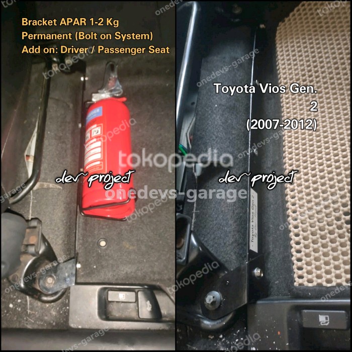 Bracket / Dudukan APAR di Kaki Jok Mobil Toyota Vios Gen 2 (2007-2013)