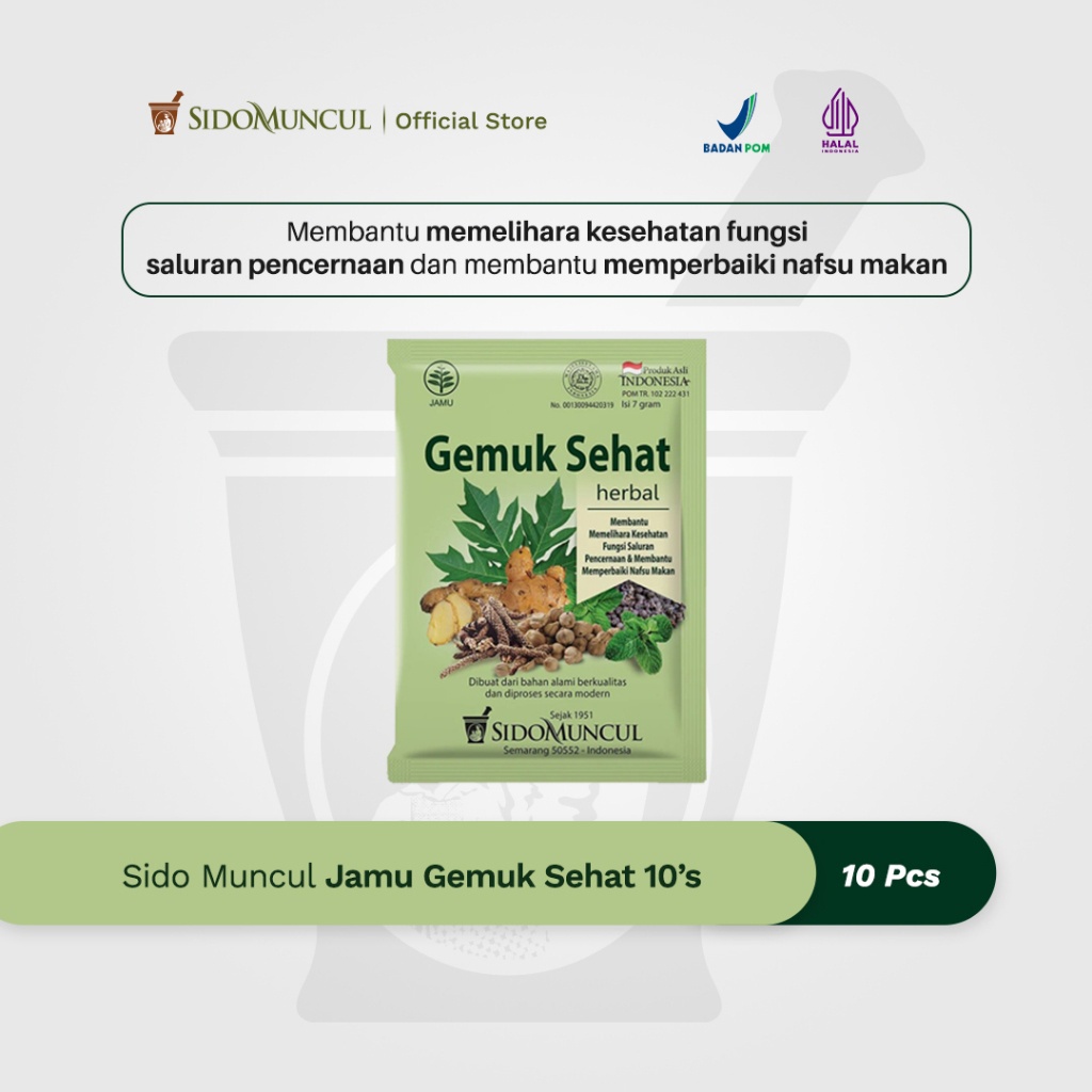 

Sido Muncul Jamu Gemuk Sehat 10's - Herbal Membantu Memperbaiki Nafsu Makan