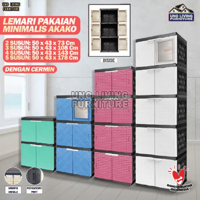 LEMARI PLASTIK LEMARI PAKAIAN PLASTIK AKAKO ROTAN BABY AKAKO