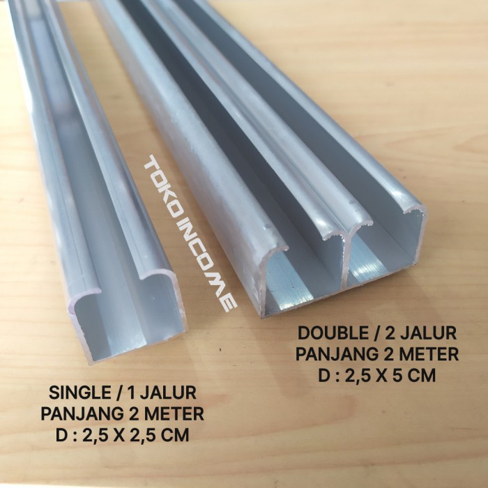 REL SLIDING B 004 ALUMINIUM PINTU GESER / GANTUNG SINGLE DOUBLE 2 M