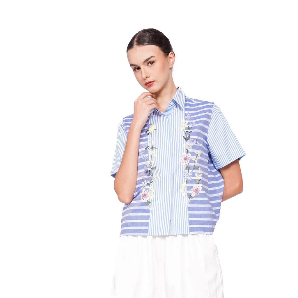 Artkea Stripes SS Blue Flower Horizontal Shirt