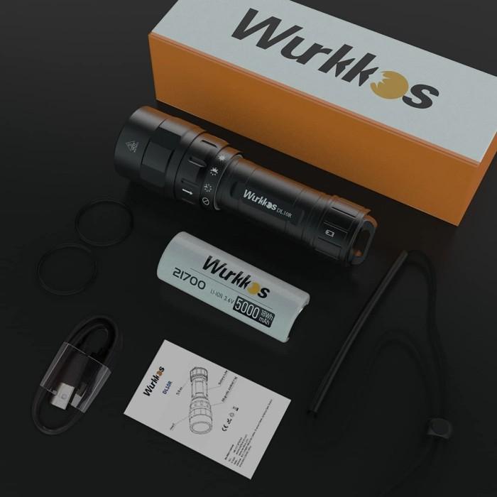 Wurkkos Dl10R Xhp70.2 4500 Lumens 287M Senter Selam Scuba Flashlight