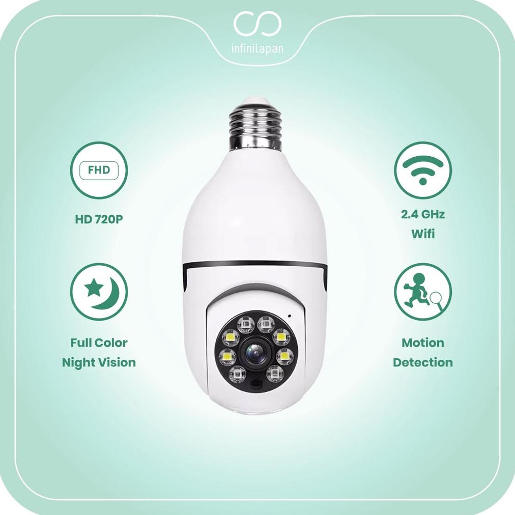 NEW INFINILAPAN IP Camera CCTV Wireless Bulb Home Security Dual Light Secret Spy Camera 360 PTZ | Panoramic Smart CCTV Bohlam IP Camera CCTV Wireless