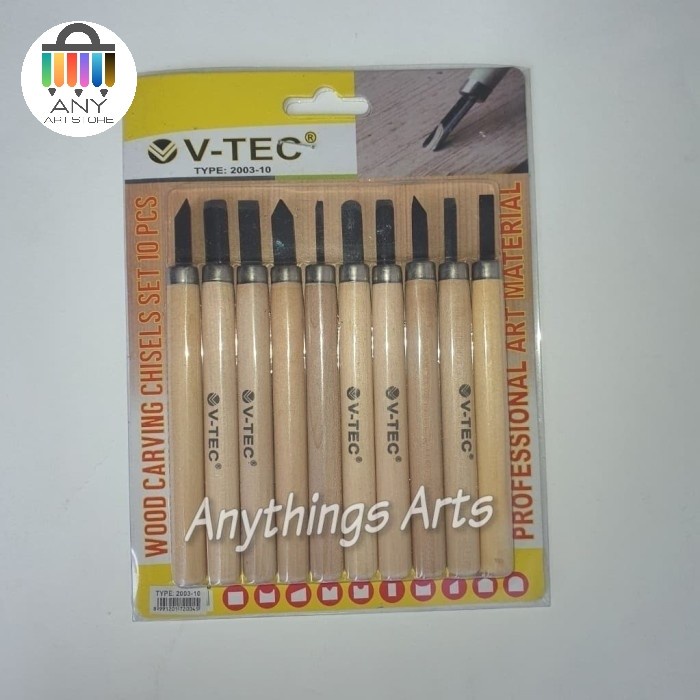 

V-Tec Wood Carving Tool Set 10 - Alat Pahat Pisau Ukir Cukil Kayu