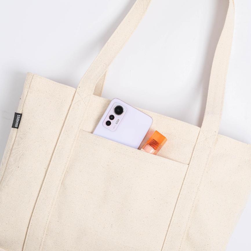 Oakhopes - Tote Bag Kanvas Cream - Tas Laptop - Totebag Pria Wanita - Dexa Bag