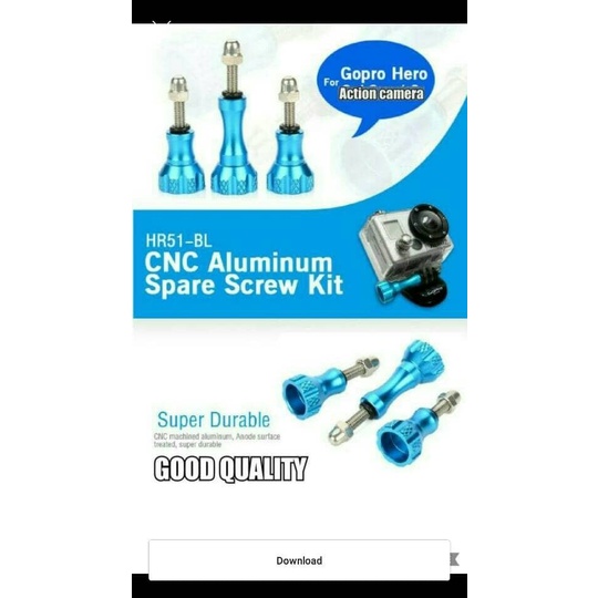 CNC METAL SCREW KIT FOR ACTION CAM GOPRO BPRO SBOX KOGAN