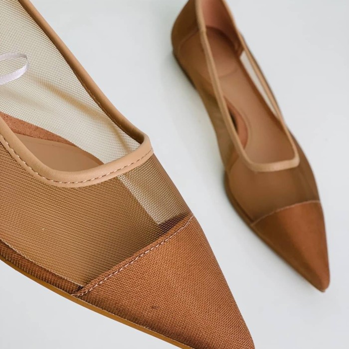 Ls25 Zara Flat Shoes Black Mesh Original Quality