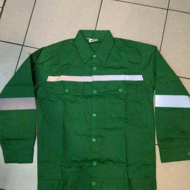 Baju safety lengan panjang IMJ / seragam proyek / wearpack hijau