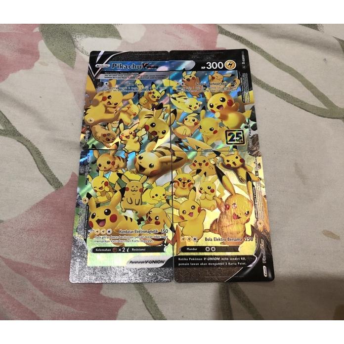 Kartu Pokemon Tcg Pikachu V Union Rrr 25Th Anniversary Indonesia 4Pcs Kartu 1 Set