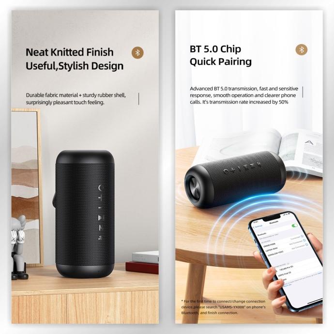 New Usams Yx008 Portable Outdoor Wireless Speaker Bluetooth Ipx6 Gratis Ongkir