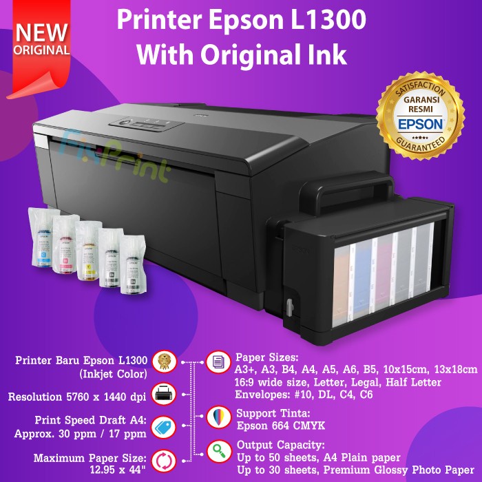 Printer Epson L1300 New Printer A3+ L 1300 InkTank Infus Pabrik