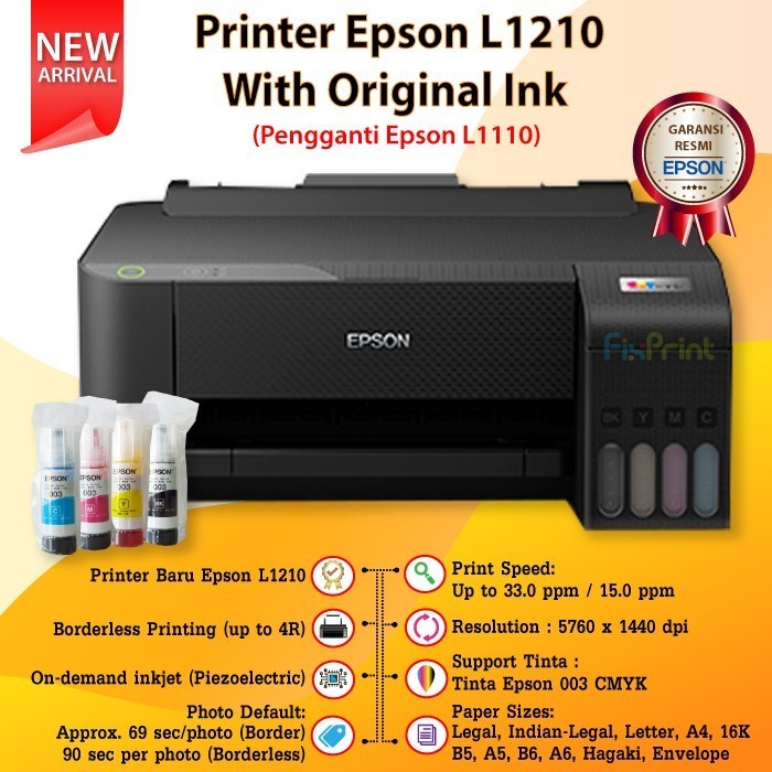 Printer Epson L1210 pengganti Epson L1110 , L-1210 L 1210