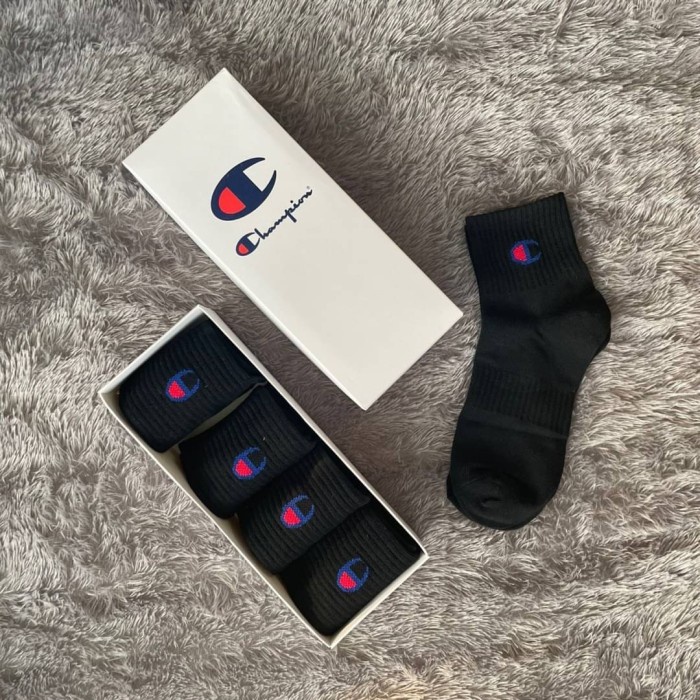 Kaos Kaki - Champion Socks / Kaos Kaki Champion Hitam 1 Box Isi 5 Pasang Original