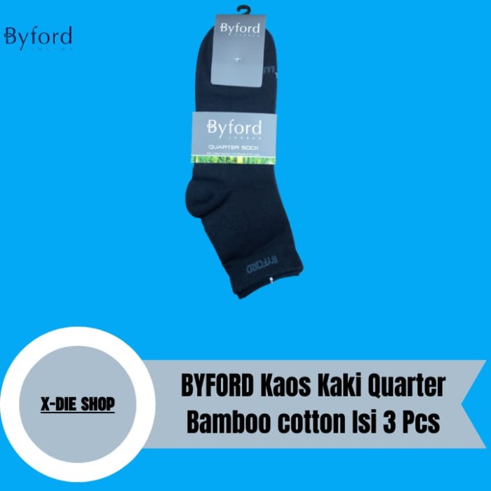 Kaos Kaki - Kaos Kaki Pria Byford Isi 3 Pcs Anti Bakteria Bamboo Fiber Quarter
