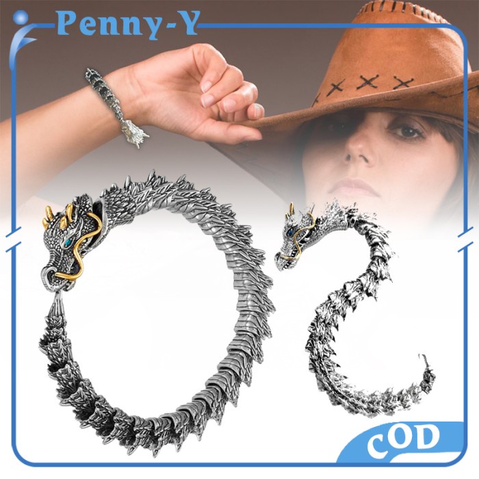 Gelang - 20Cm Gelang Rantai Naga / Gelang Pria Naga / Gelang Rantai Kepala Naga