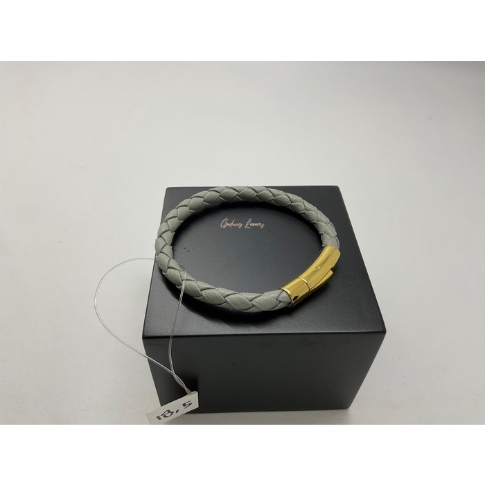 Gelang - Gelang Pria Kulit Asli Domba (Lamb) Kaitan Dilapisi Emas 18K. Grey