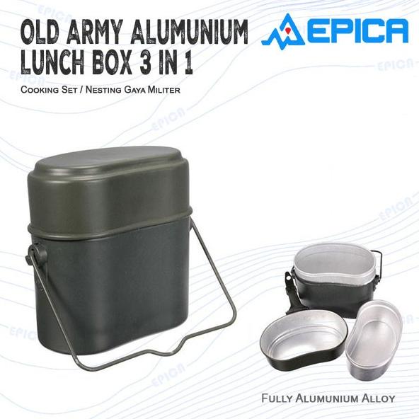 Cooking Set Bushcraft Outdoor Nesting Old Army Aluminium Military TNI