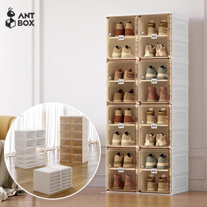 ANTBOX Kotak Sepatu Plastik Transparan Tebal Box Sepatu Lipat